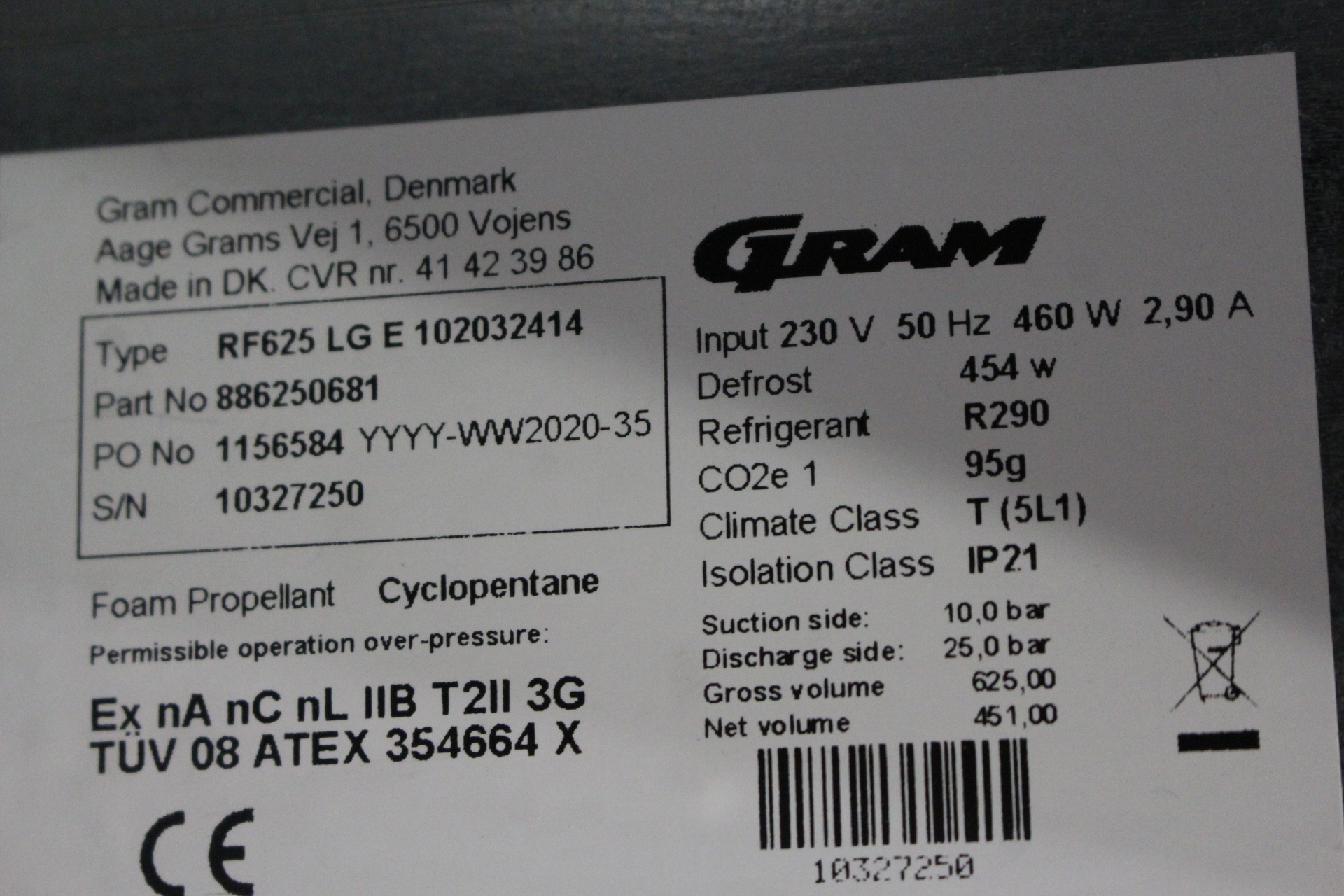 Gram BioMidi RF625LG -20°C Freezer, image 3