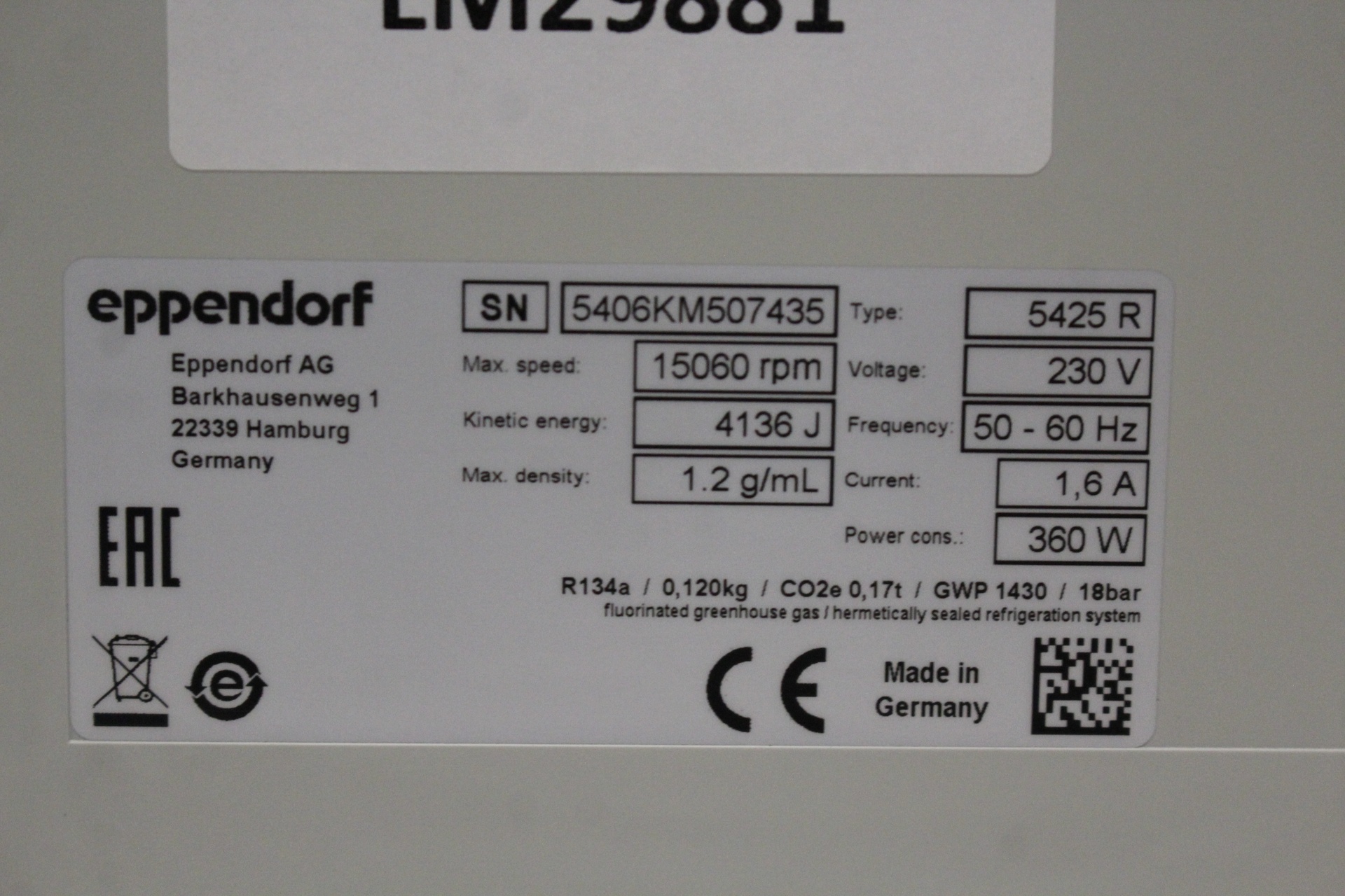 Eppendorf 5425R Refrigerated Centrifuge, image 4