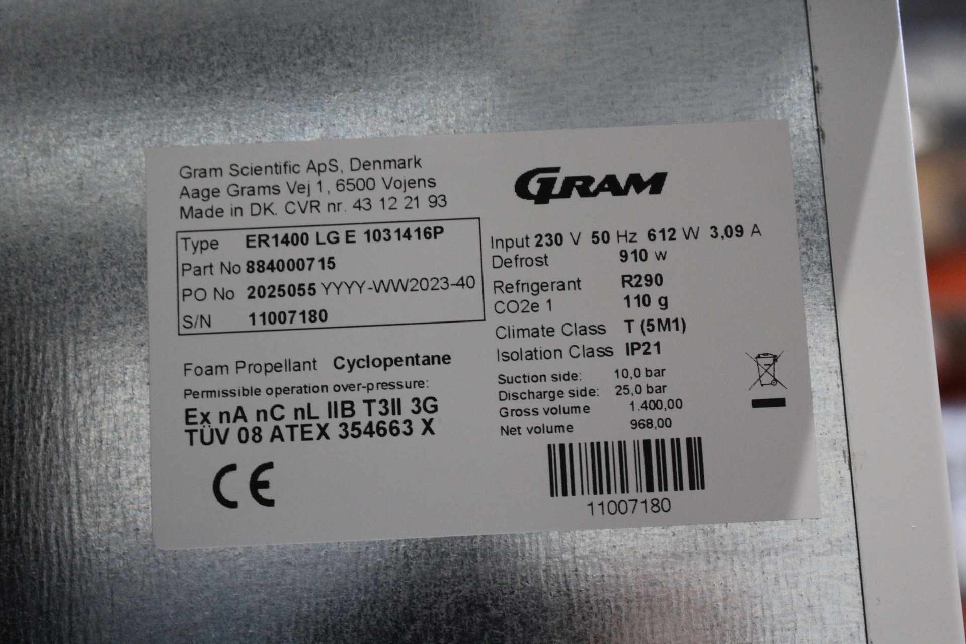 Gram BioPlus ER1400 LG Explosion-Proof Refrigerator, image 4
