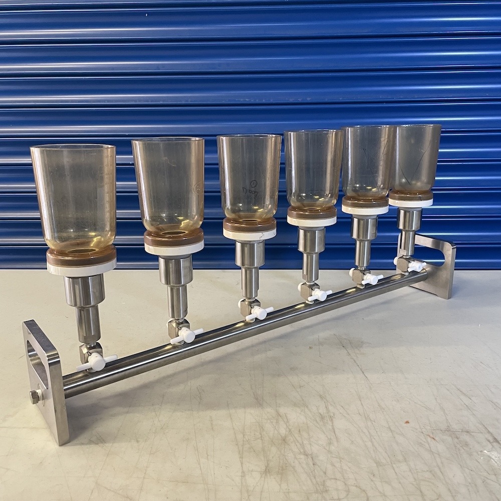 Stainless Steel 6-Place Vacuum Filtration Manifold with Funnels, image 2
