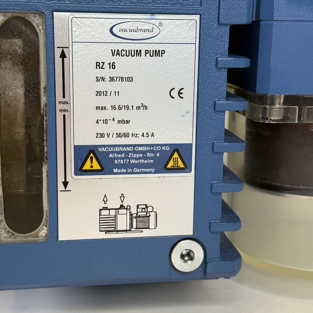 Vacuubrand Brandtech RZ16 Two Stage Rotary Vane Vacuum Pump 698050, image 3
