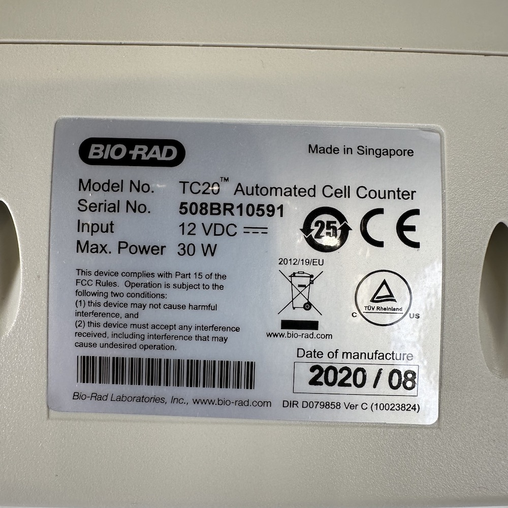Bio-Rad TC20 Automated Cell Counter 1450102, image 4