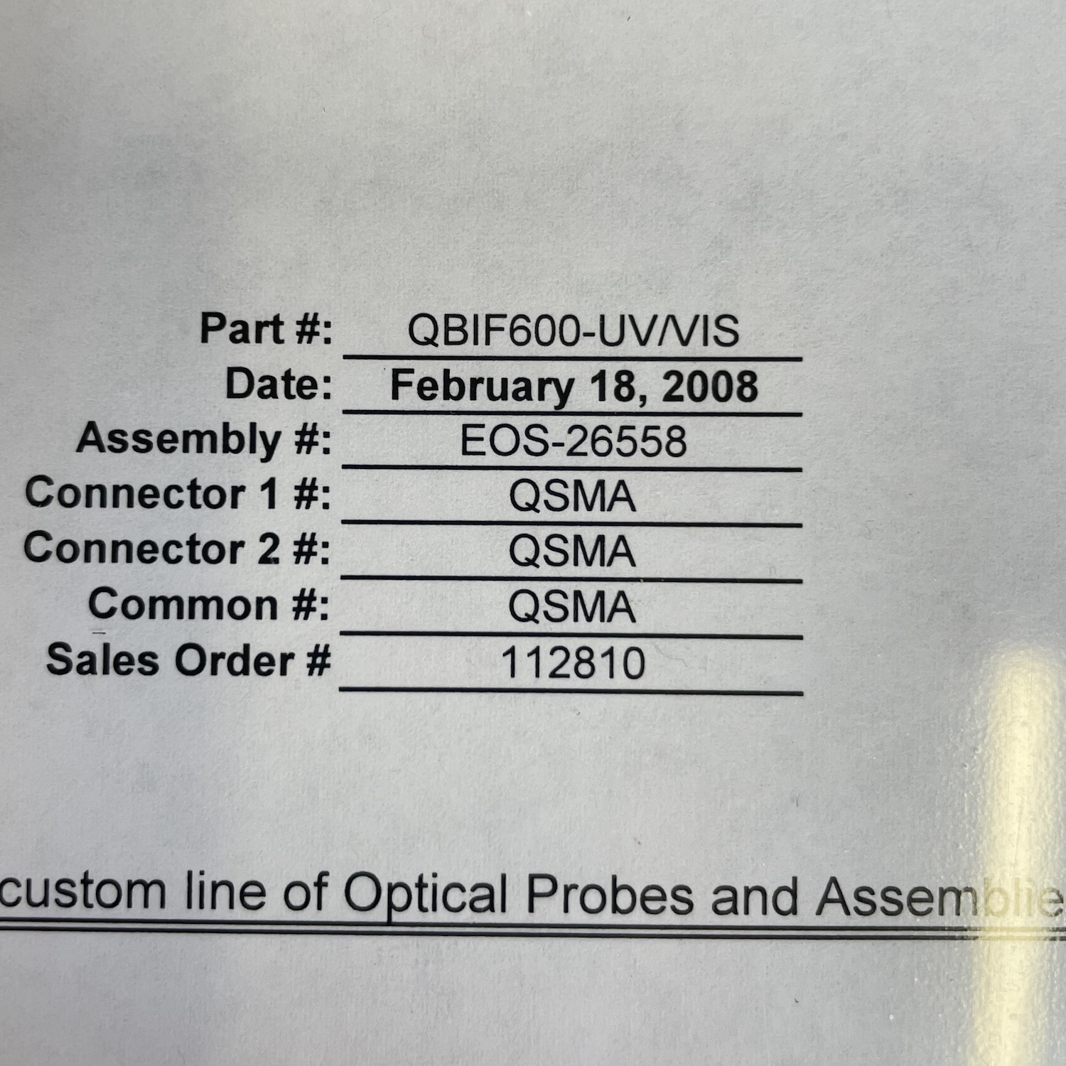 Ocean Insight QBIF600-UV-VIS Bifurcated Optical Fibre Probe