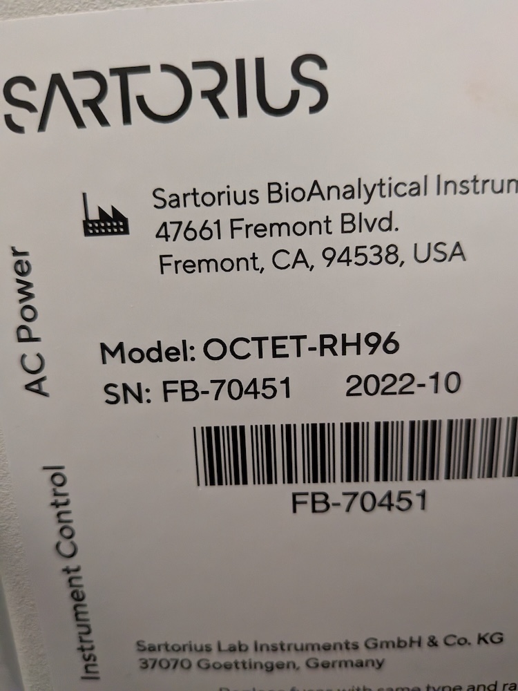 Sartorius Octet RH96 Biosensor Analyser (BLI), image 8