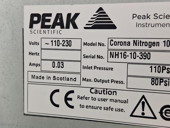 Peak Scientific Corona 1010 Nitrogen Generator, image 5