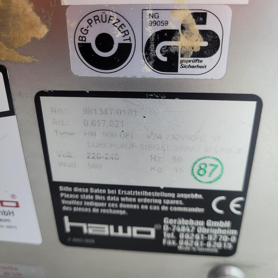 Hawo HM 500 DEL Rotary Heat Sealer, image 10