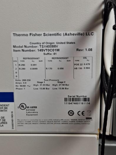 Thermo Scientific TSX40086V Ultra Low Temp Freezer, image 8