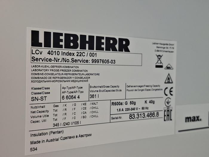 Liebherr LCv 4010 Mediline Laboratory Fridge Freezer, image 4