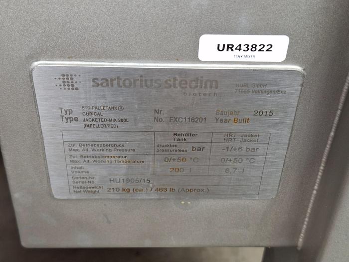 Sartorius Stedim Palletank Cubical Jacketed-Mix 200L Storage Tank, image 5