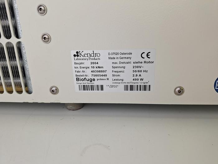 Heraeus Biofuge Primo R Refrigerated Centrifuge, image 2