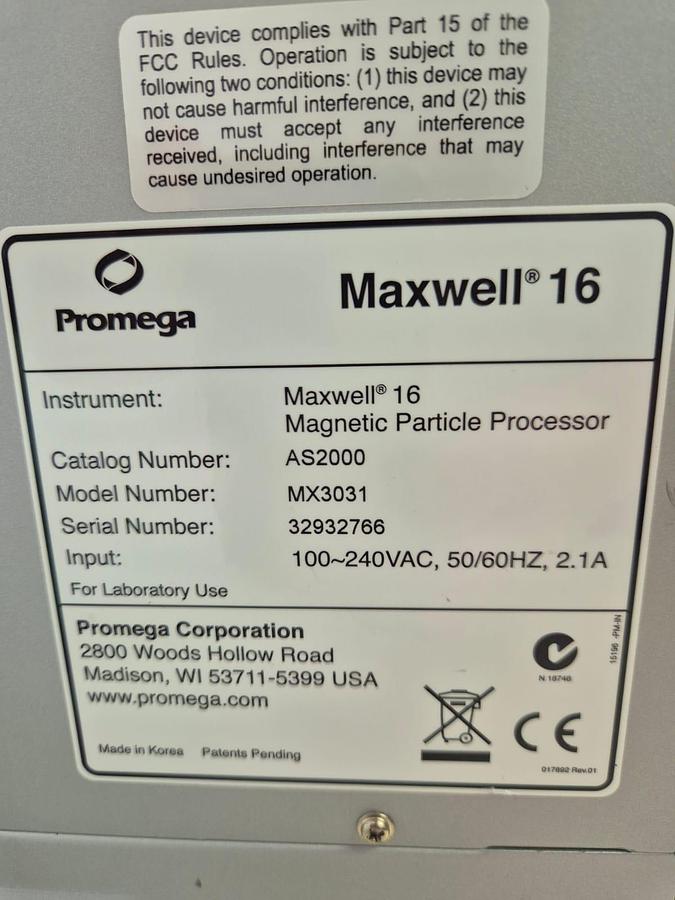 Promega Maxwell 16 Magnetic Particle Processor MX3031, image 7