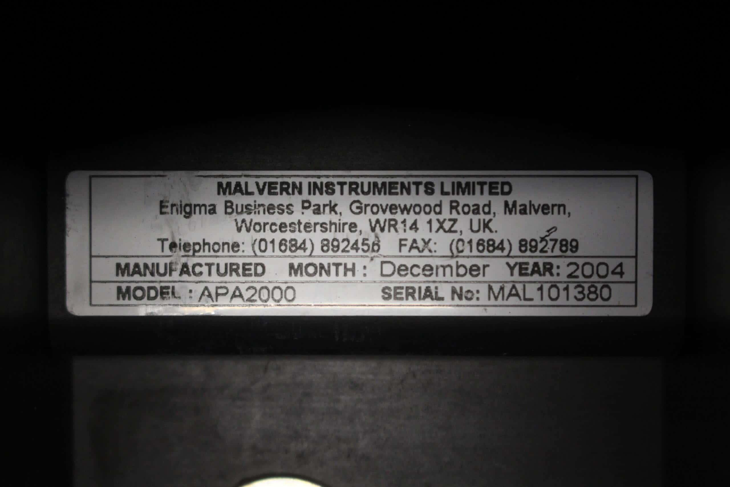 Malvern Mastersizer APA2000 Particle Size Analyser, image 5
