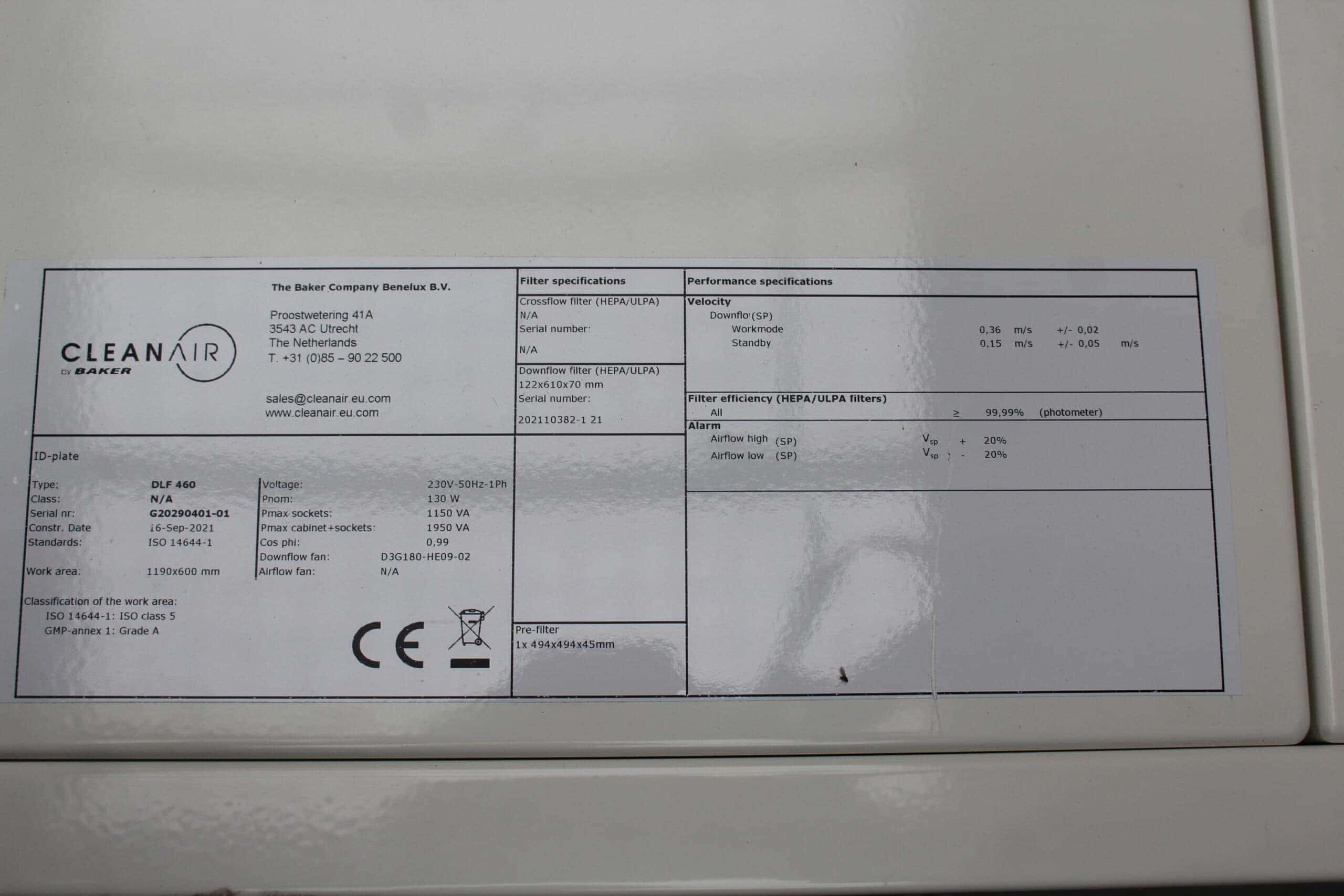 Clean Air DLF 460 Downflow Cabinet, image 2