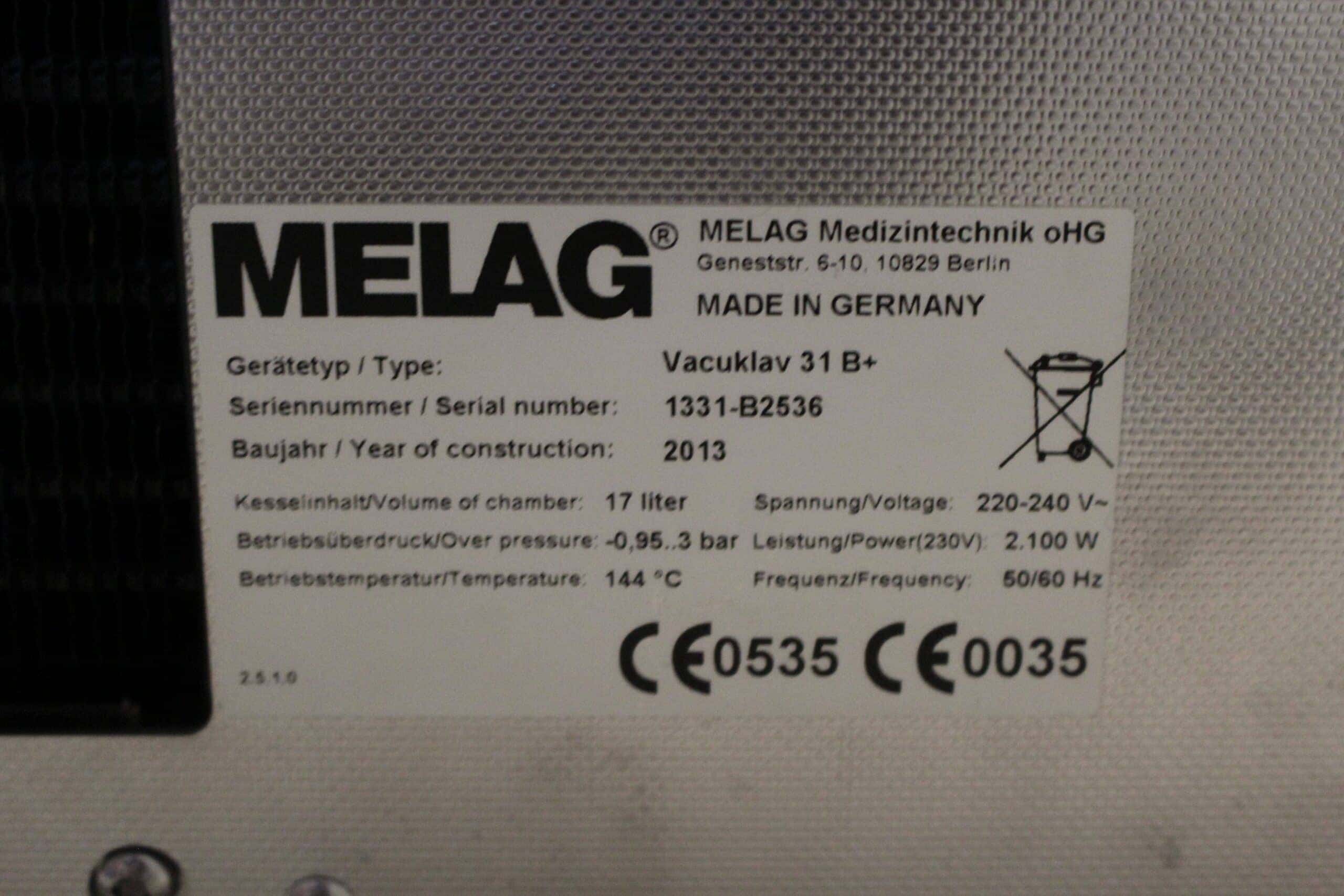 Melag Vacuklav 31-B Sterilizer, image 5