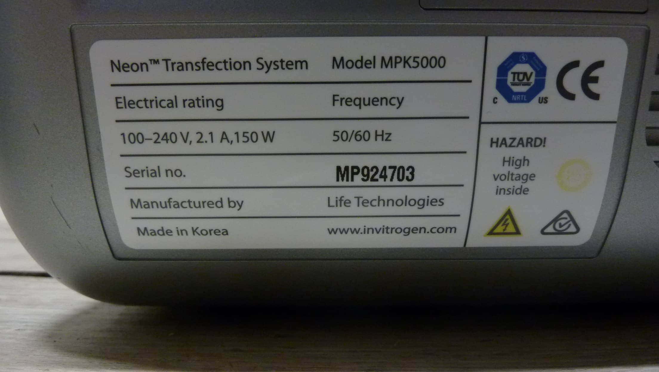 Invitrogen MPK5000 Neon Transfection System, image 3