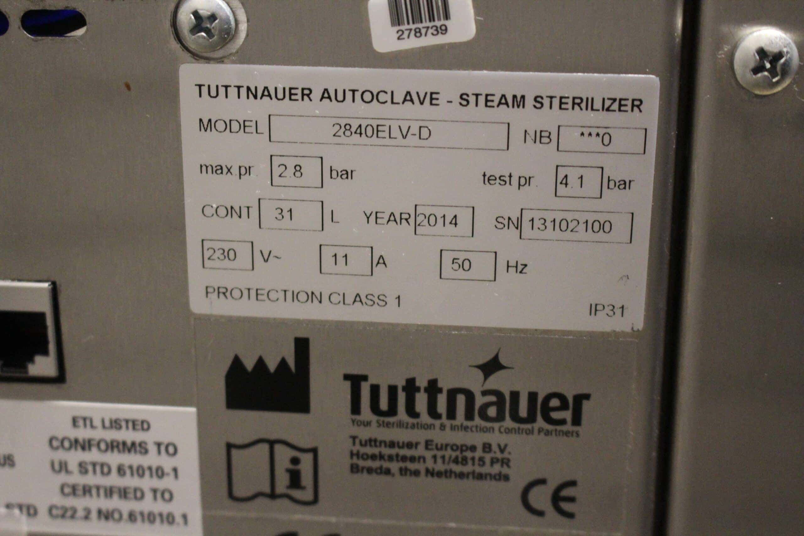 Tuttnauer 2840 ELV-D Autoclave, image 10