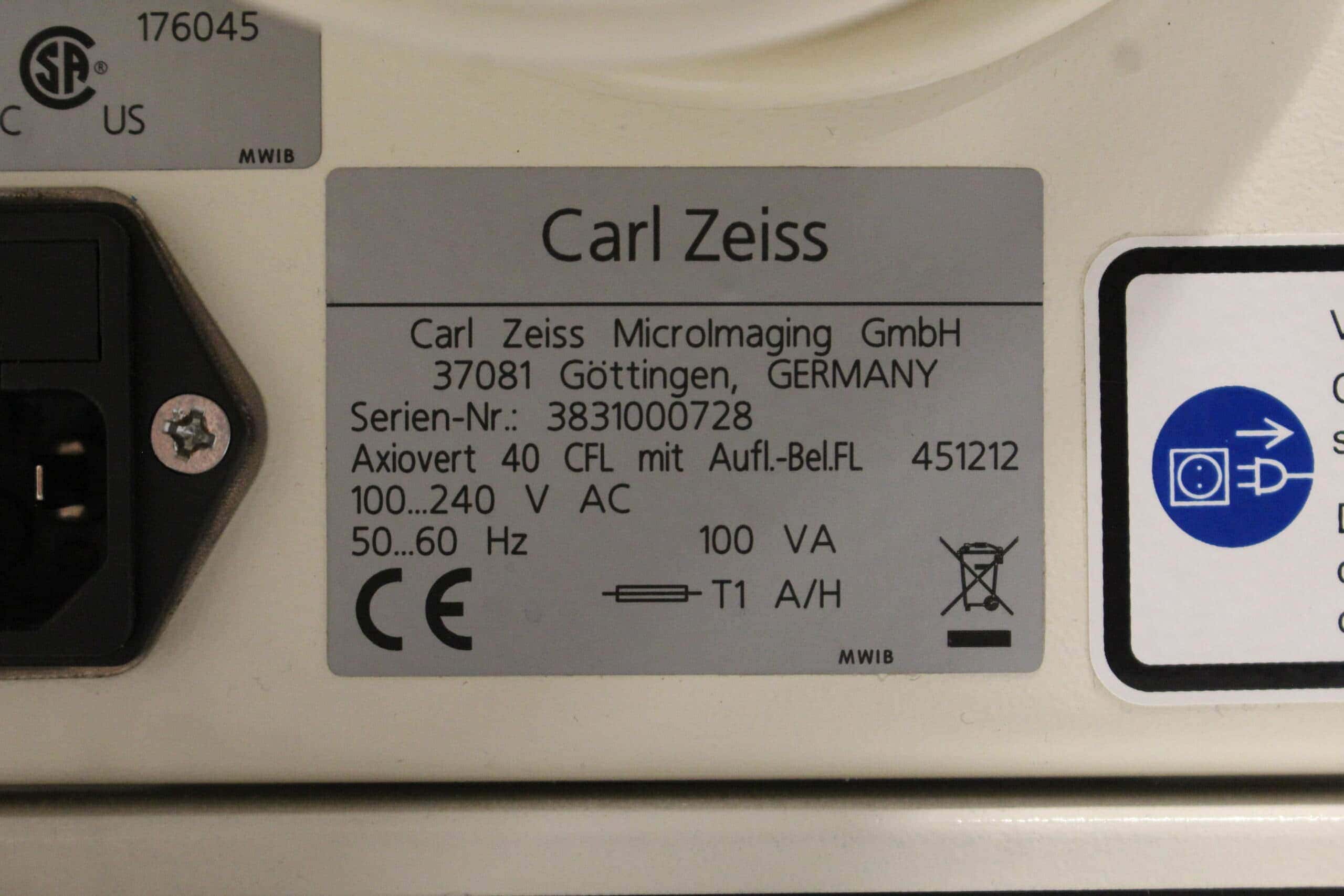 Zeiss Axiovert 40 CFL Inverted Fluorescence Microscope, image 9