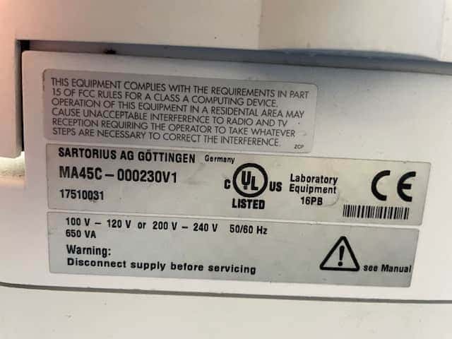Sartorius MA45 Moisture Analysis Balance, image 4