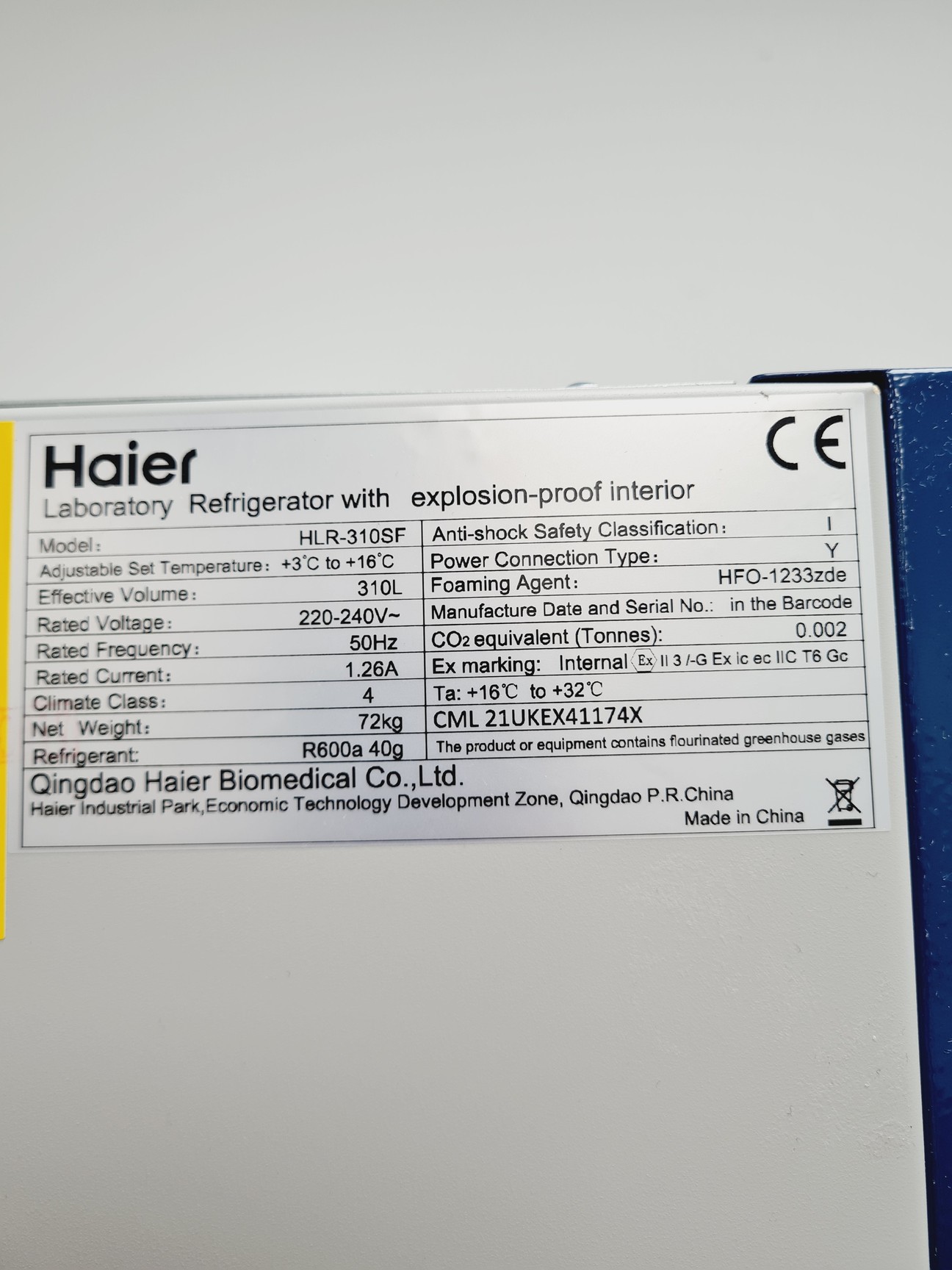 Haier Biomedical HLR-310SF Spark-Free Laboratory Refrigerator, image 5