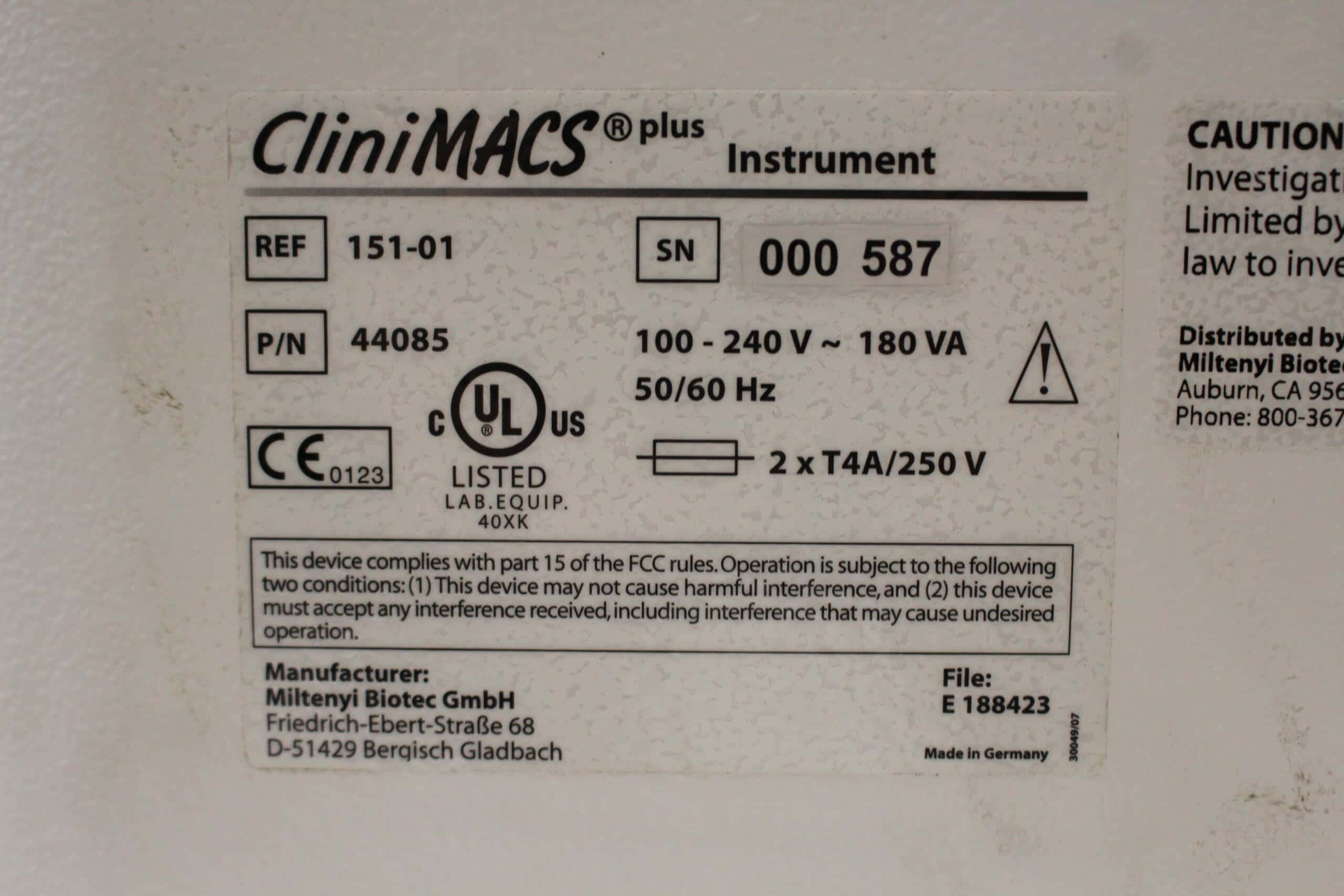 Miltenyi Biotec CliniMACS Plus Instrument, image 2