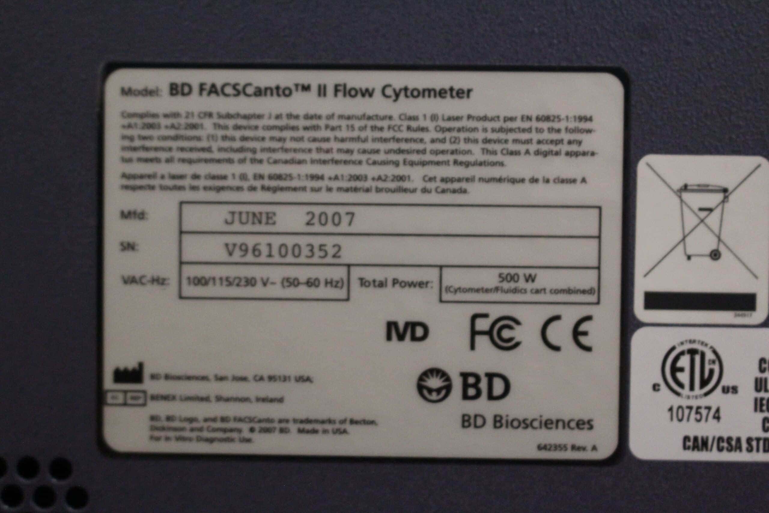 BD Becton Dickinson FACSCanto II Flow Cytometer, image 5
