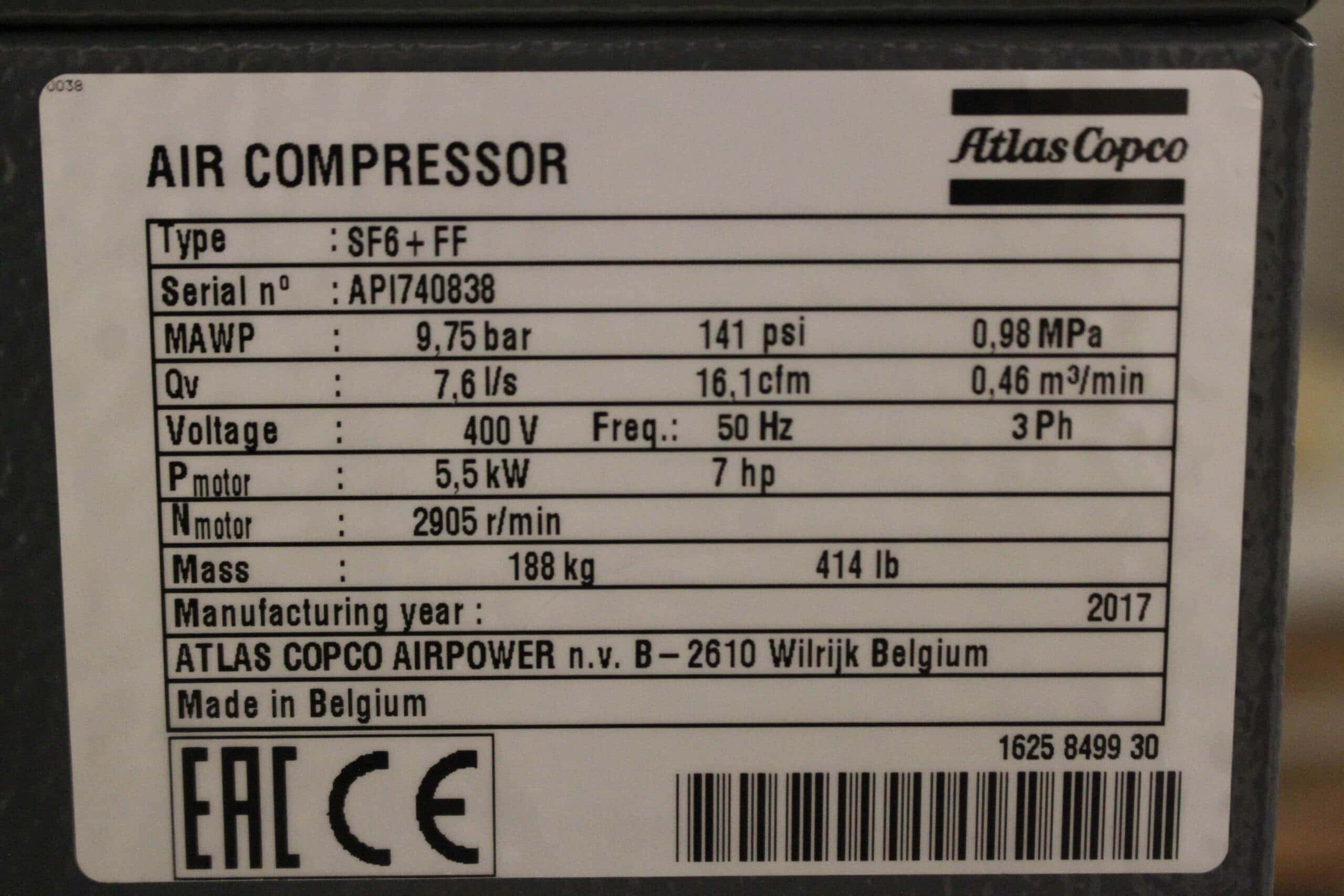 Atlas Copco SF6+FF Compressor, image 3