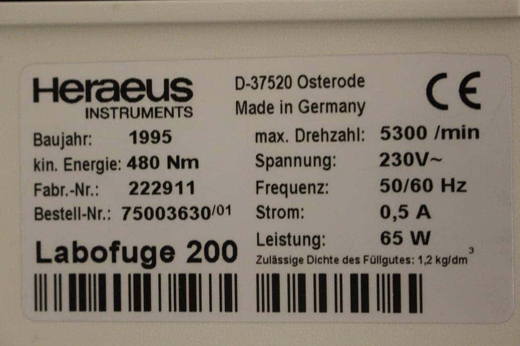 Heraeus Labofuge 200 Centrifuge, image 5