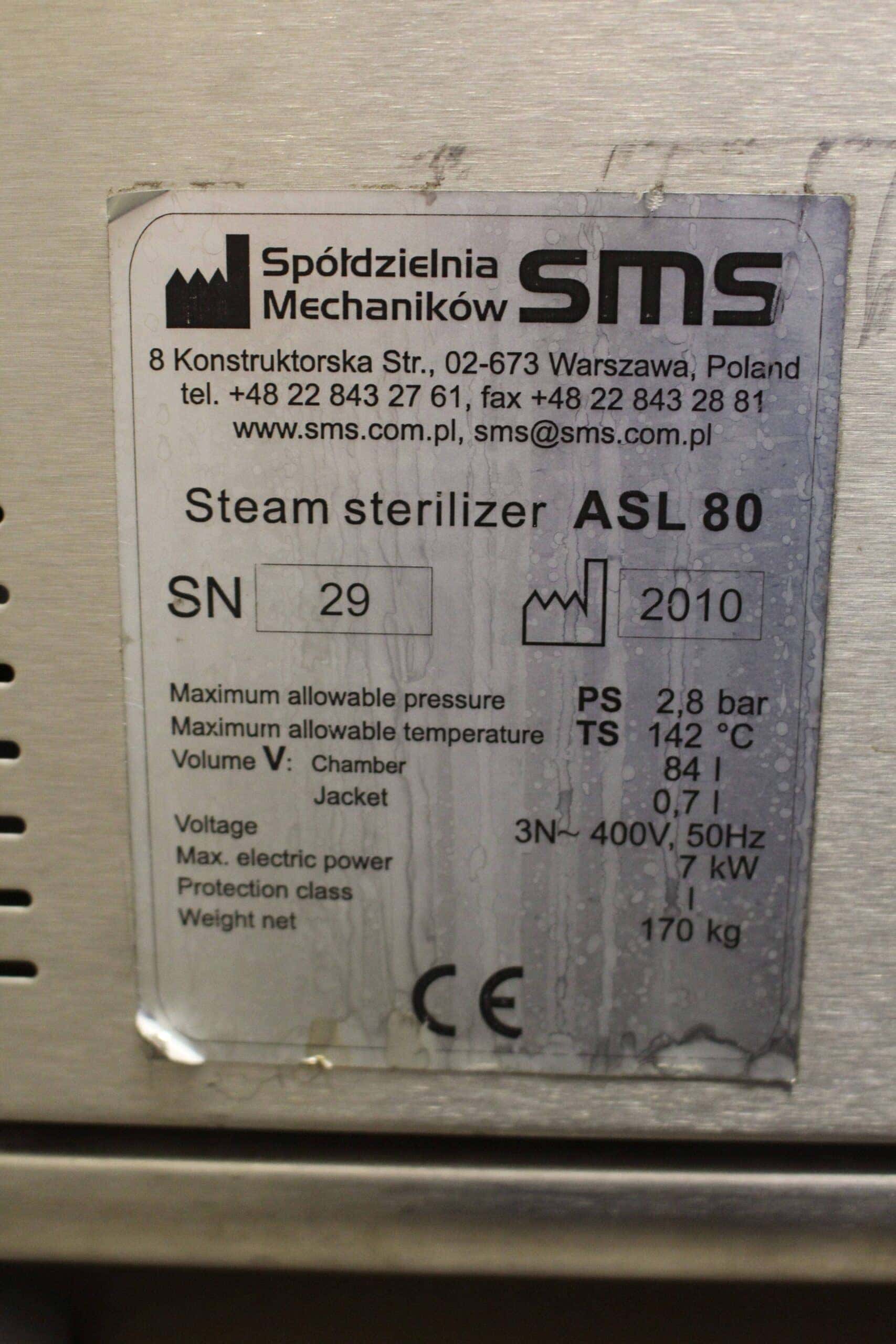 SMS ASL 80 Steam Sterilizer, image 10